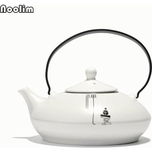 550ML Ceramic Chinese Zen Lifting Handle Teapots With Filter Creative White Porcelain Tea Pots Office Kung Fu Kettle