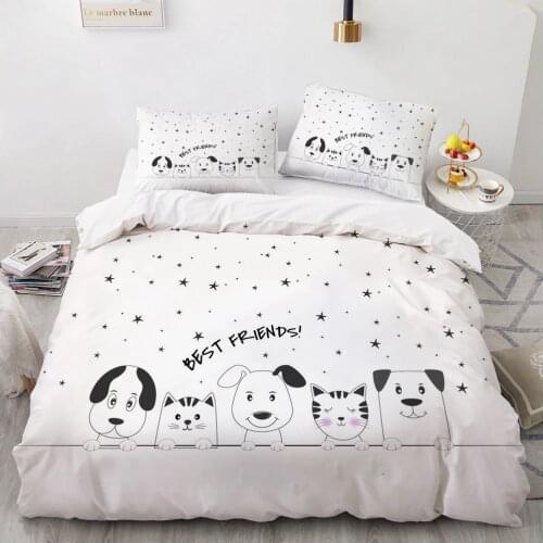 Classic 3D Bedding Set Duvet Cover Set Comforter Single King Queen Double Single Size Black Cartoon Design Custom Bedclothes