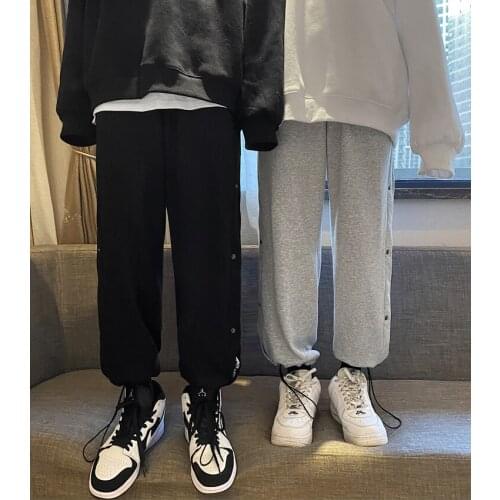Korean Fashions Track Pants Men Button Leopard Joggers Pants 2021 Mens Japanese Streetwear Hip Hop Sweatpants Male