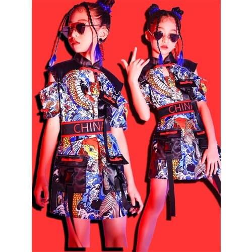 Girls' Jazz Dance Costumes Children Hip-Hop Clothes Catwalk Sequin Hiphop Suit Stage Costumes Performance Rave Clothes