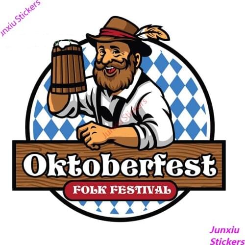 Creative Oktoberfest Car Stickers Funny Creative for Bumper Window Laptop Windshield Scratch-Proof Decal Decoration KK13*13cm