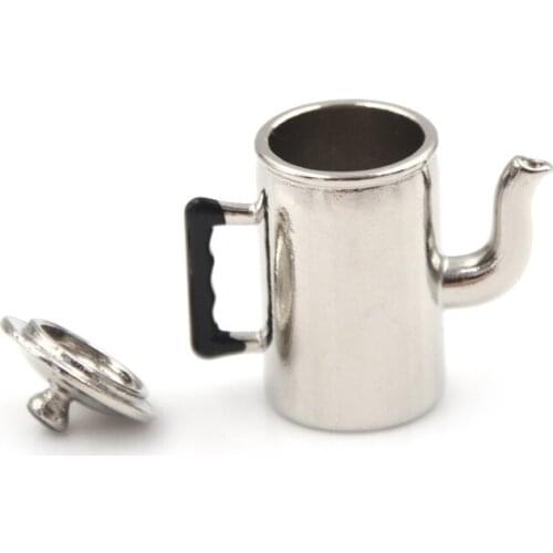 1:12 Dolls Boiling Water Kettles Miniature House Furniture Accessories DIY Kitchen Dollhouse Toy Mini Metal Kettle