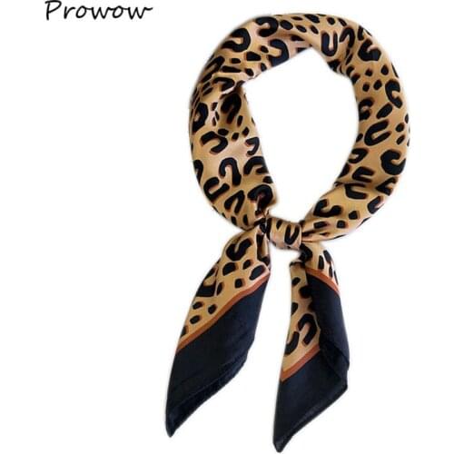 Leopard grain Small Square Satin Scarf Head Neck Scarf Foulard Femme Bandana Elegant Womens Handkerchief Sjaal FJ046