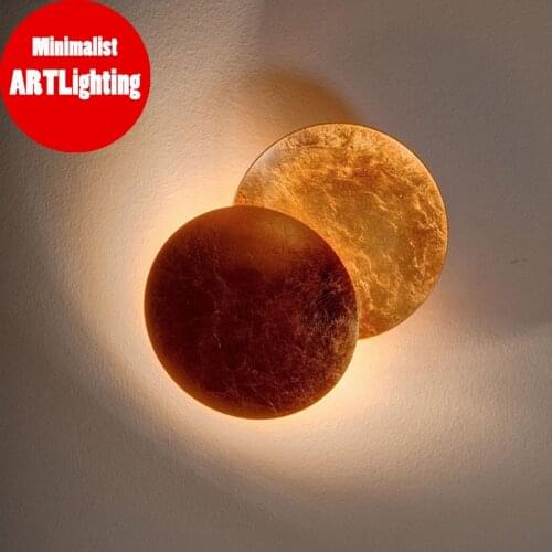 Moon Wall Lamp Nordic Modern Simple Round Rotate Flip Eclipse Iron Wall Light Sconces For Bedroom Bedside Lamp Art Gallery Gold