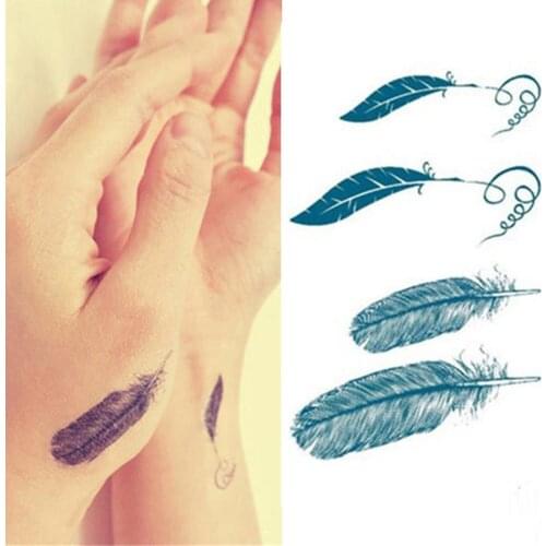 New 10.5*6cm Swan feathers Flash Tattoo Hand Sticker Small Waterproof Henna Beauty Temporary Body Tattoo Sticker