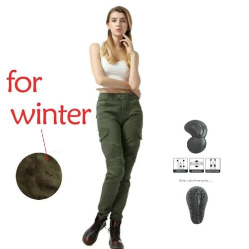 New Motorcycle riding jeans female winter plus velvet warm motorcycle riding pants motocross winter trousers for women