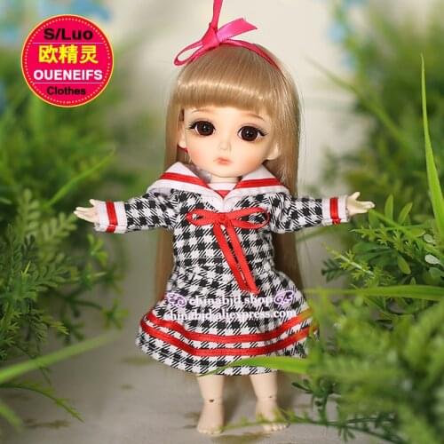 BJD Clothes 1/8 Long Plaid Sleeved and Lattice Skirts For Lati Yellow Coco Pero Doll YF8-05 Doll Accessories