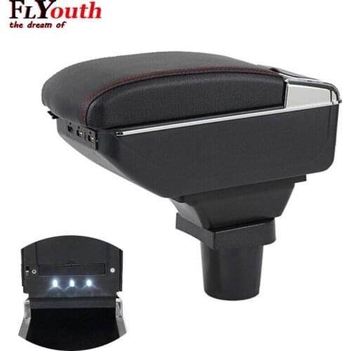 Car Armrest Box For Mitsubishi Colt 2005-2011 USB Charging LED Light Arm Rest Rotatable Centre Console Storage Box Styling