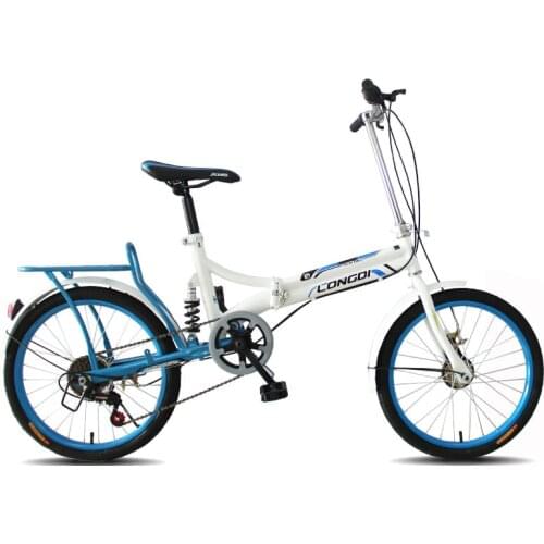 Folding Bicycle 20 Inch Speed Shock Absorption Portable Rear Drum Brake Adult Students Men and Women Small Bike
