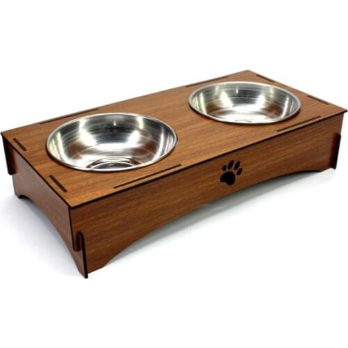 Dog Cat Food Container-Cat Food Dispenser-Cat Food Bowl-Wooden Cat Food And Drinker Can Be Painted And Adjusted-200 ML Capacity
