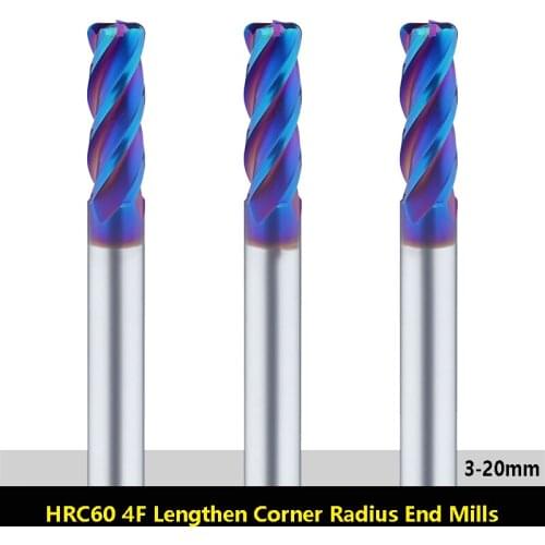 BEYOND Blue Nano Carbide Corner Radius Endmills Super Hard Slloy Round Nose CNC Lengthen Milling Cutter Tungsten Steel End Mills