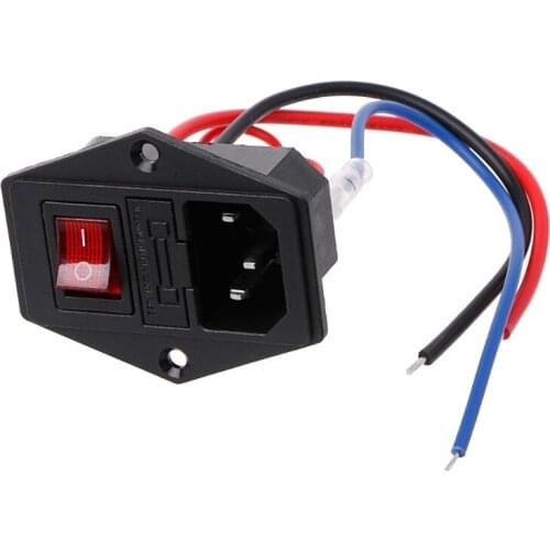 3D Printer U-type Plug Power Supply Switch Adapter Socket with Switch and Fuse 85DA