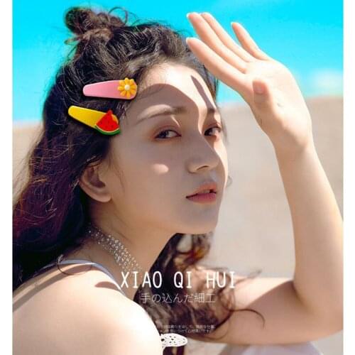 Parent-Child Summer Ladies Hair Clip Pure Color Watermelon Flower Hairpins Kids Headwear Girls Barrette Women Hair Accessories