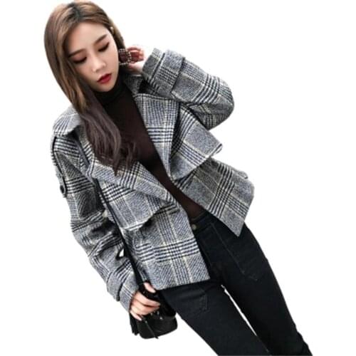 Women Plaid Blazers Jackets Suit Ladies New Long Sleeve Short jacket female version of the plaid jacket coat small suit female
