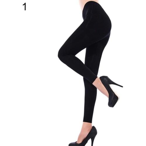 Winter Leggings Womens Warm Leggings High Waist Thick Velvet Sexy Lady Solid Stretch Pantyhose All-match Ninth Pants Large Size