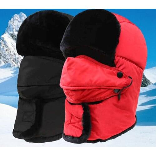 Winter Warm Hat Male & Female LeiFeng Hat Bomber Hats Thick Warm Earflap Mask Riding Ski Windproof Ear Protection Snow Hat
