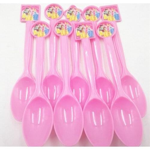 10pcs/set Plastic Spoons Six Princess Party Supplies Theme Party Birthday/Christmas/Festival Party Decoration Baby Shower Favors