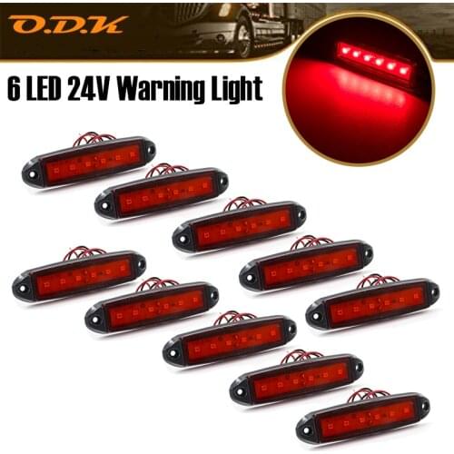 10PCS Red 6 Led Light Oval Clearance Trailer Car Truck Side Marker Tail Lamp Warning Light Side Marker Lamp 24V Leds