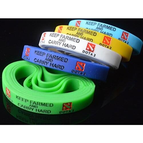 10pcs/lot Elastic Rubber Silicone Bracelets DOTA 2 Bangles Debossed Fashion monster Turret Games Sports Gym Wristbands