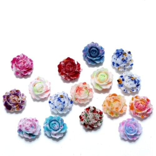 100Pcs Mixed 10mm Paint Resin Flower Cabochon Flatback Decoration Crafts Embellishments For Scrapbooking Diy Accessories