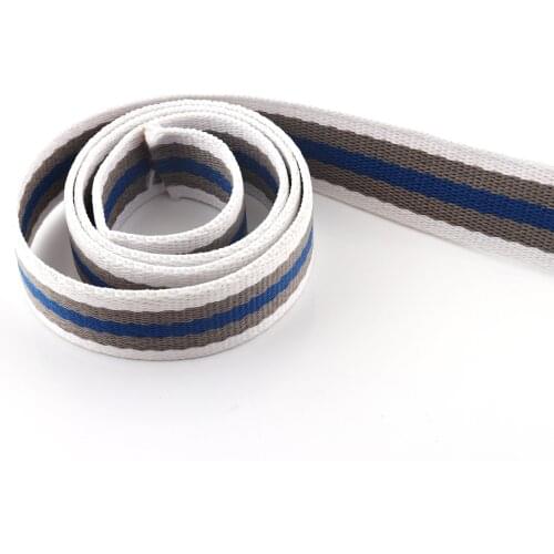 25mm/38mm Blue Stripe Webbing Handbag Strap Dog webbing Collar Canvas Webbing Key Fobs Strap Webbing Bag strap