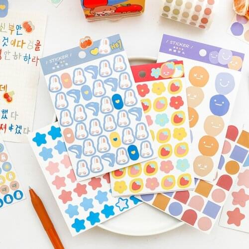 3 Sheet Creative Sticker DIY Decoration Diary Heart Stars Butterfly Material Paper Scrapbooking Label Sticker Stationery Supply
