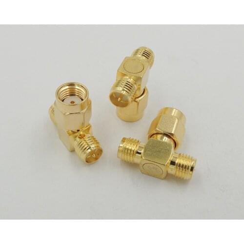 30 pcs RP SMA Male to Two RP SMA Female triple T in series splitter RF adapter Connector 3 way