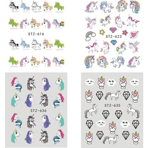 3D Nail Sticker Lovely Unicorn The mermaid Star Love Stick Figure Manicure Sliders Animal Unicorns Foil Nail Art Accessories