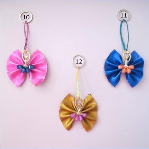 50 BLESSING Women Girl Fashion Ballet Girl Key Chain Flash PU Leather Wholesale