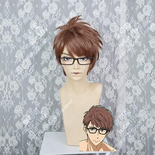 Anime Free!-Dive to the Future Hiyori Tono Wig Cosplay Short Brown Heat Resistant Synthetic Hair Wig(Only Wig) + Wig Cap