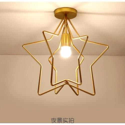 Free Shipping Ceiling Lights For Aisle Hallway Light Corridor Creative Shop Personality Golden Five Pointed Star Ceiling Light