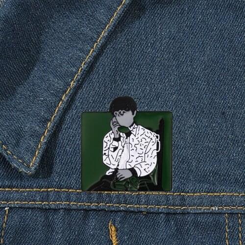 Movie Brooch Jewelry Call Me By Your Name Square Figure Badge Pin Make Phone Call Pattern Fashion Gift for Best Friend