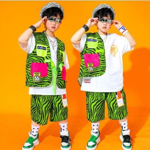 Kids Festival Dance Costumes Hip Hop Outfits Show Clothes Street Wear Tshirt Tops Shorts Kids Modern Jazz Stage Wear Clothes