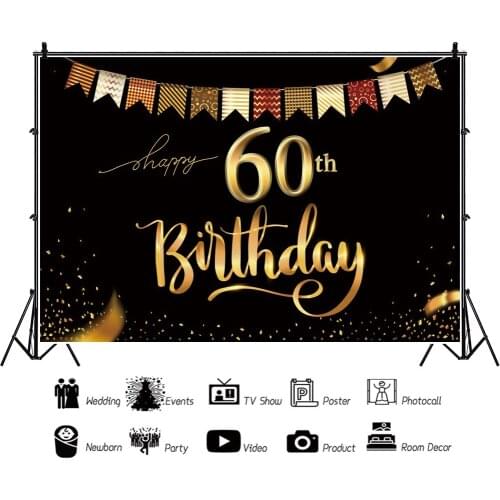 60 Years Old Grandparents or Parents Birthday Backdrops Photocall Background Decorations for Party Portrait Photography Props