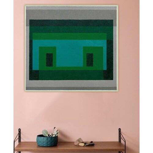 Citon Josef Albers《Variant Adobe,4 Greens,2 Grays》Canvas Art Oil Painting Abstract Painting Picture Wall Decor Home Decoration