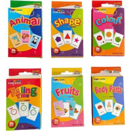 36PCS Baby Cognitive Puzzle Cards Educational Toys Matching Game Cartoon Vehicle Animal Fruit Learning FlashCards For Children