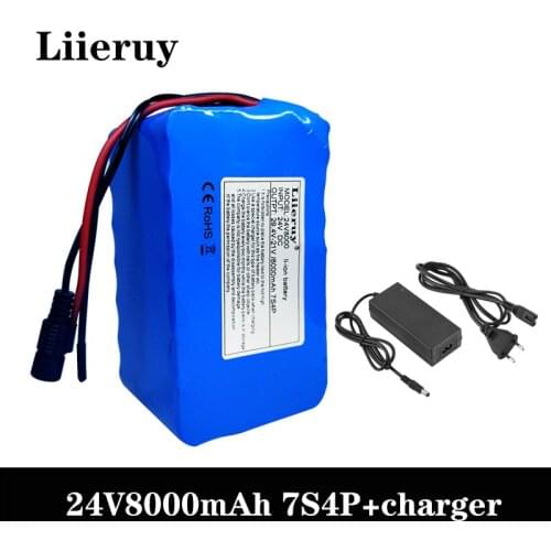 Liieruy 24v8ah battery 7s4p 29.4v Lithium Battery Electric Bike 18650 battery 24Vion Battery + 29.4V2A Charge