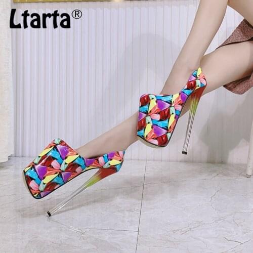 LTARTA Womens Pumps 2020 New Sexy 22cm Super High Platform Nightclub Plus 34-47 Round Toe For Girls Show T Walk Shoe MJL