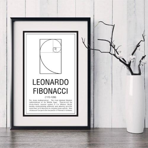 Math Print Maths Education Poster Mathematician Fibonacci Modern Wall Art Canvas Painting Picture Gift Home Wall Decoration
