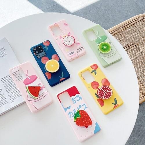 Cute Summer Phone Case + Holder for samsung s10 s20 note10 plus Candy Color Soft fruit Fashion NEW Phone Case&shell&cover