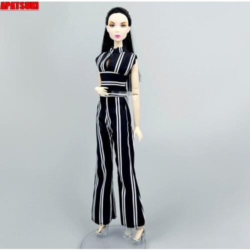 Black White Handmade Fashion Clothes Set For Barbie Doll Outfits Jumpsuit Rompers 1/6 Dolls Accessories Kid Toys