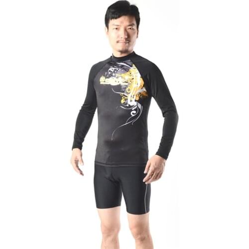 UV Protected Rush Guard Mens Swimming Surfing T Shirt Beach Wear Long Sleeve Wetsuit 3XL Fluorescent Green Black Free Shipping