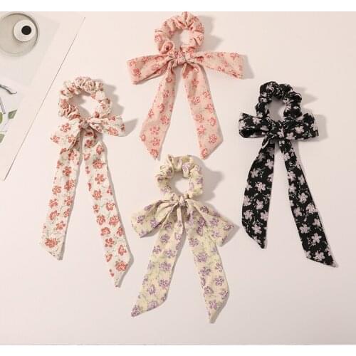 New Fashion Bowknot Ribbon Scrunchies Wild Mori Geometry Plaid Large Intestine Hair Tie Headdress Hair Accessories WomenSY165