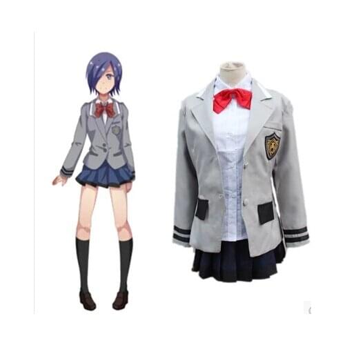 New Animation Tokyo Ghoul cos kirisima touka cosplay halloween Everyday clothing Uniforms set full sets 3in1(coat+skirt+tie)
