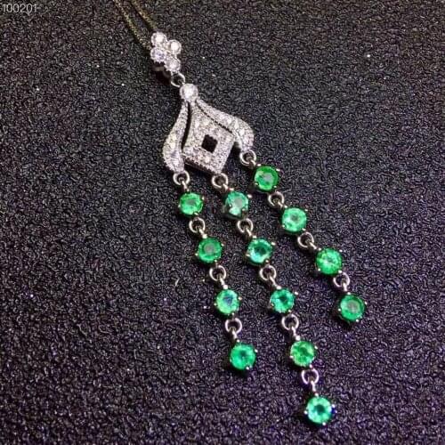 Natural emerald natural gemstone Pendant Necklace S925 silver trendy Elegant women Jewelry