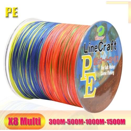 PE 8 Strands Braided Fishing Line 300m 500m 1000m 1500m Multicolor Super Power Japan Multifilament PE Braid Line 10LB-220LB