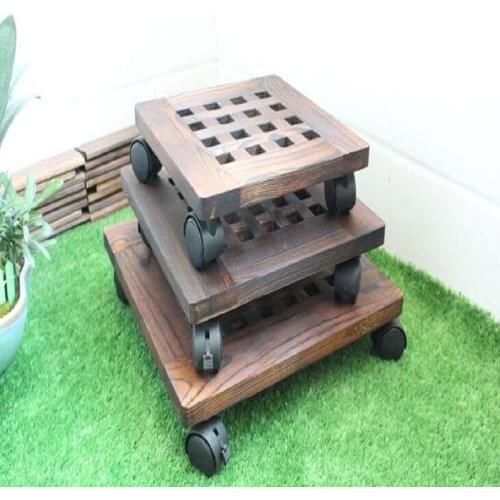 Moving square flower pot universal wheel tray Anti-corrosion wood flower stand flower pot base