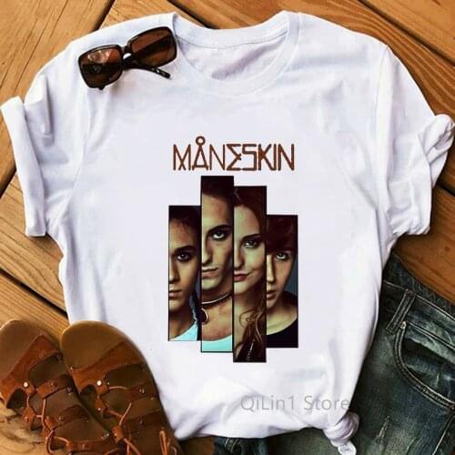 Damiano David Poster Zitti E Buoni Graphic Print Tshirt Women Maneskin Rock Band T-Shirt Femme Summer Fashion T Shirt