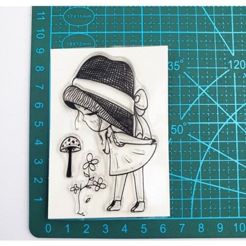 Mushroom Girl Transparent Clear Silicone Stamp Seal Scrapbooking Photo Album Decoration Rubber Stamp Painting Template Stencils
