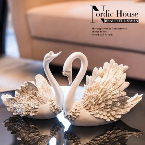 EUROPE LUXURY RESIN LOVER SWAN STATUE WEDDING GIFT HOME LIVINGROOM FIGURINES DECORATION OFFICE FENGSHUI DESKTOP ORNAMENTS CRAFTS